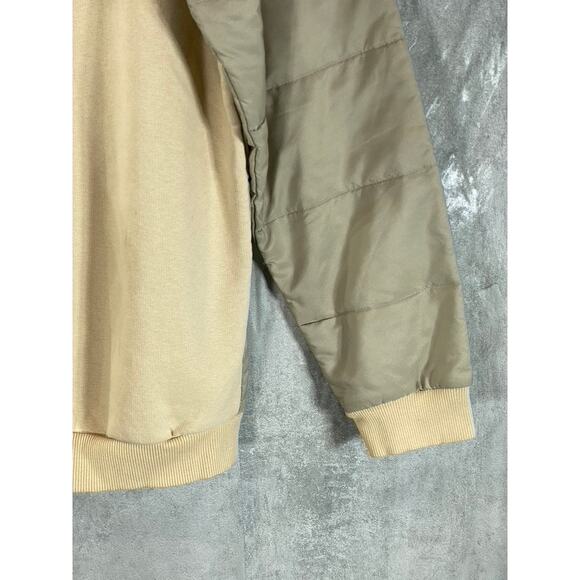 MAN BOOHOOMAN Men's Tan Colorblock Sleeve Pullover Hoodie SZ L - Picture 8 of 12